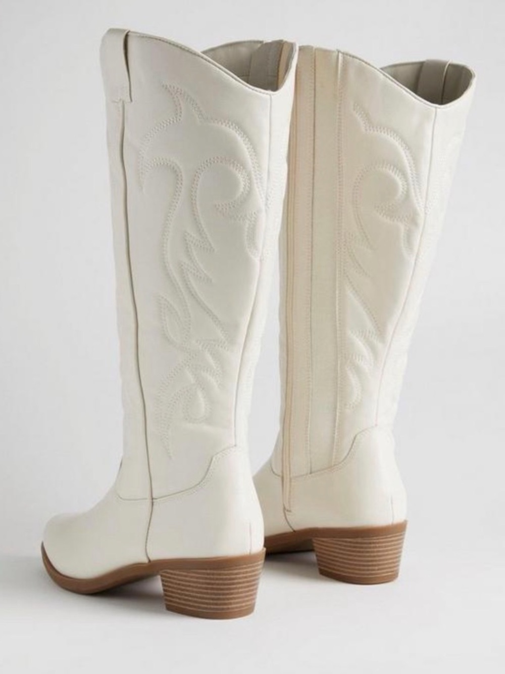 Women’s Knee-High Western Cowboy Boots - White - Picture 3 of 4